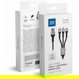 Blue Star pleteni kabal (kabl) 2.4A 3u1 USB A na Lightning / Micro USB / Type C TFK-DC-010 1.2 m crni | ePonuda.com