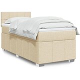 vidaXL Box spring postelja z vzmetnico krem 90x200 cm blago | Shoptok.si
