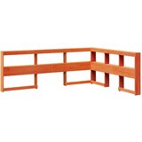 Maison Chic knjižnica vzglavna omarica - nočna omarica - posteljna omarica l-oblike voščeno rjava 140 cm trdna borovina, (21708693) | Shoptok.si