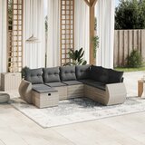 Maison Chic Seti vrtnega pohištva - Vrtna garnitura - Vrtni pohištvo set 7-delna z blazinami siv poli ratan, (21802654) | Shoptok.si