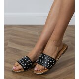 D/CEO Black flat sandals with studs on the strap Luvva | shoptok.hr