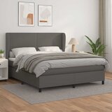 Krevet s oprugama i madracem sivi 160x200 cm od umjetne kože | shoptok.hr