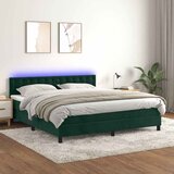  box spring s madracem LED tamnozeleni 160x200 cm baršun | shoptok.hr