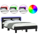 vidaXL Posteljni okvir z vzglavjem in LED črn 135x190 cm | Shoptok.si