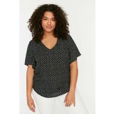 Trendyol ženska bluza Curve Black Polka Dot Patterned Cene