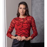 Gemre Red Mesh Blouse with Shiny Eldisa Pattern | Shoptok.si