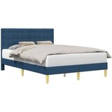  Okvir za krevet s uzglavljem Plava 140 x 200 cm Tkanina - Plava 140 x 200 cm | shoptok.hr