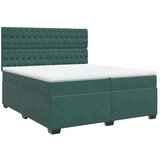 vidaXL Box spring postelja z vzmetnico temno zelena 200x200 cm žamet, (21308727) | Shoptok.si