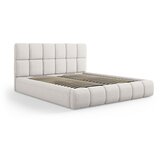 Micadoni Home Svijetlo sivi tapecirani bračni krevet s prostorom za odlaganje s podnicom 140x200 cm Bellis – Cijene