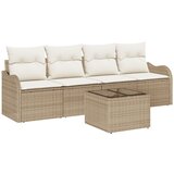vidaXL Vrtni Sofa Set od 5 dijelova s Jastucima Bež Poli Ratan, Dvosjed Vrtni Sofa s Jastucima Bež Poli Ratan Cijene