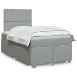 vidaXL Boxspring postelja z vzmetnico svetlo siva 120x190 cm blago | Shoptok.si