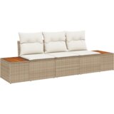 vidaXL Set kauča za vrt od 3 dijela s jastučićima Bež Poli Ratan Acacia | shoptok.hr