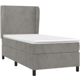 Box spring postelja z vzmetnico svetlo siva 100x200 cm žamet, (20846736) | Shoptok.si