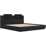  Okvir kreveta s uzglavljem s uzglavljem Crni hrast 200 x 200 cm | shoptok.hr