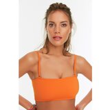 Trendyol Orange Textured Strapless Bikini Top Cene