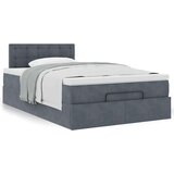 vidaXL Otomanski posteljni okvir z vzmetnico siv 120x190 cm žamet | Shoptok.si