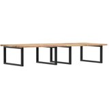  Zidna polica za umivaonik od čelika i masivnog bagremovog drva Smeđa 140 x 60 x 2 cm | Shoptok.si