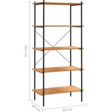 Police s 5 razina crne i boja hrasta 80 x 40 x 163 cm | shoptok.hr