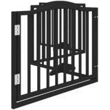  Vrata za pse s vratima, sklopiva, 4 panela, crna, 320 cm, drvo topole | shoptok.hr