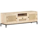 vidaXL TV ormarić 120x30x40 cm od masivnog drva manga i prirodne trske | shoptok.hr