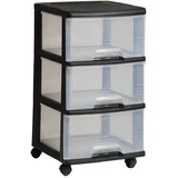 Črn/prozoren plastičen regal na koleščkih 37x61 cm –