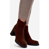 VINCEZA Women's Ankle Boots Made of Natural Suede on Heel | Shoptok.si