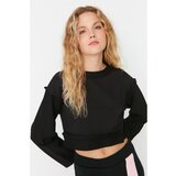 Trendyol Black Knitted Loose Crop Thick Sweatshirt Cene
