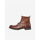 Jack & Jones Brown Leather Ankle Boots Russel - Men Cene'.'