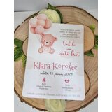  Vabilo za krst z izrezanim medvedkom- roza REK 02-01 | Shoptok.si