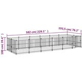  Zunanji pasji boks jeklo 11,26 m² - - črna - 73.75 - 582 x 193.5 x 100 cm - | Shoptok.si