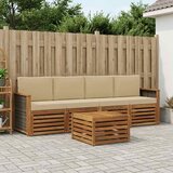  Set vanjskih sofa 5 kom. Prirodna i bež Čvrsto drvo akacije Smeđa | shoptok.hr