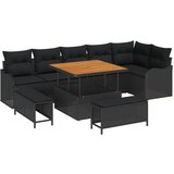 vidaXL Set vrtnih sofa s jastučićima crni poli ratan akacija, Dvosjedna vrtna sofa s prostorom za pohranu i jastučićima crni poli ratan, Set od 3 dijela za vrt s jastučićima crni poli ratan akacija Cijene