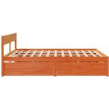  Posteljni okvir s predali voščeno rjav 180x200cm trdna borovina | Shoptok.si