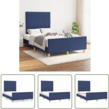 The Living Store Posteljni okvir brez vzmetnice modra 120x200 cm tkanina - Posteljni Okvir Z Vzglavjem, (21737160) | Shoptok.si