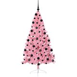 vidaXL Umjetna preddekorirana božićna jelka Roza 210 cm PVC | Shoptok.si