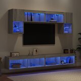  6-dijelni zidni TV elementi s LED svjetlima boja sivog hrasta | shoptok.hr