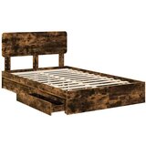  Krevet s od storage s uzglavljem Dimljeni hrast 120 x 190 cm | shoptok.hr