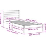 Krevetna konstrukcija s uzglavljem Voštano smeđa 90 x 220 cm | shoptok.hr