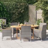  7-dijelni vrtni blagovaonski set s jastucima sivi Siva | shoptok.hr
