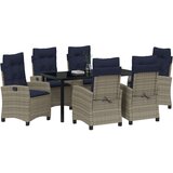  Vrtni set za objed s jastukom 7 pcs Siva poliratan | shoptok.hr