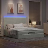vidaXL Otomanski posteljni okvir z vzmetnicami siv 160x200 cm žamet | Shoptok.si