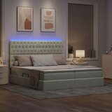  LED krevet za pohranu s madracem Svjetlosiva 200 x 200 cm | shoptok.hr