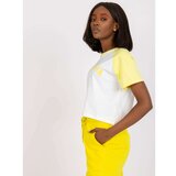Fashion Hunters White and yellow t-shirt with a cotton print Cene