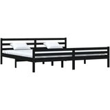  Posteljni okvir črn iz trdnega lesa 200x200 cm, (20646954) | Shoptok.si