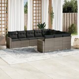 vidaXL 10-dijelni set vrtnih sofa od poliratana s jastucima sivi | shoptok.hr