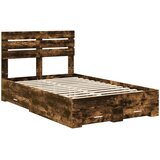  Krevetna konstrukcija s ladicama Dimljeni hrast 120 x 200 cm Smeđa 206 x 123 x 100 cm | shoptok.hr
