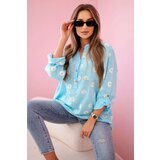 Kesi Włoski Linen Women's Blouse with Floral Pattern, Long Sleeves, and Buttons Mint Cijene
