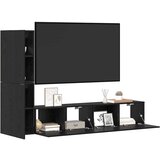 vidaXL Stenski TV kabinet 2 pcs Črna Orehovina Konstruiran les, (5000132533) | Shoptok.si