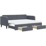  Izvlečna dnevna postelja s predali temno siva 80x200 cm žamet | Shoptok.si