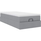 vidaXL Otomanski posteljni okvir z vzmetnico siv 90x200 cm blago, (21610032) | Shoptok.si